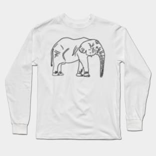 Minimalist Elephant Drawing Long Sleeve T-Shirt